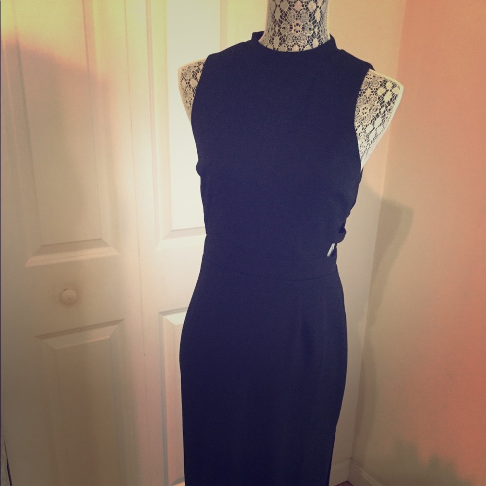 Long black dress with slits on the sides